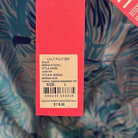 NWT Lilly Pulitzer Bermuda Blue Fishful Thinking Engineered Top - Picture 3 of 4